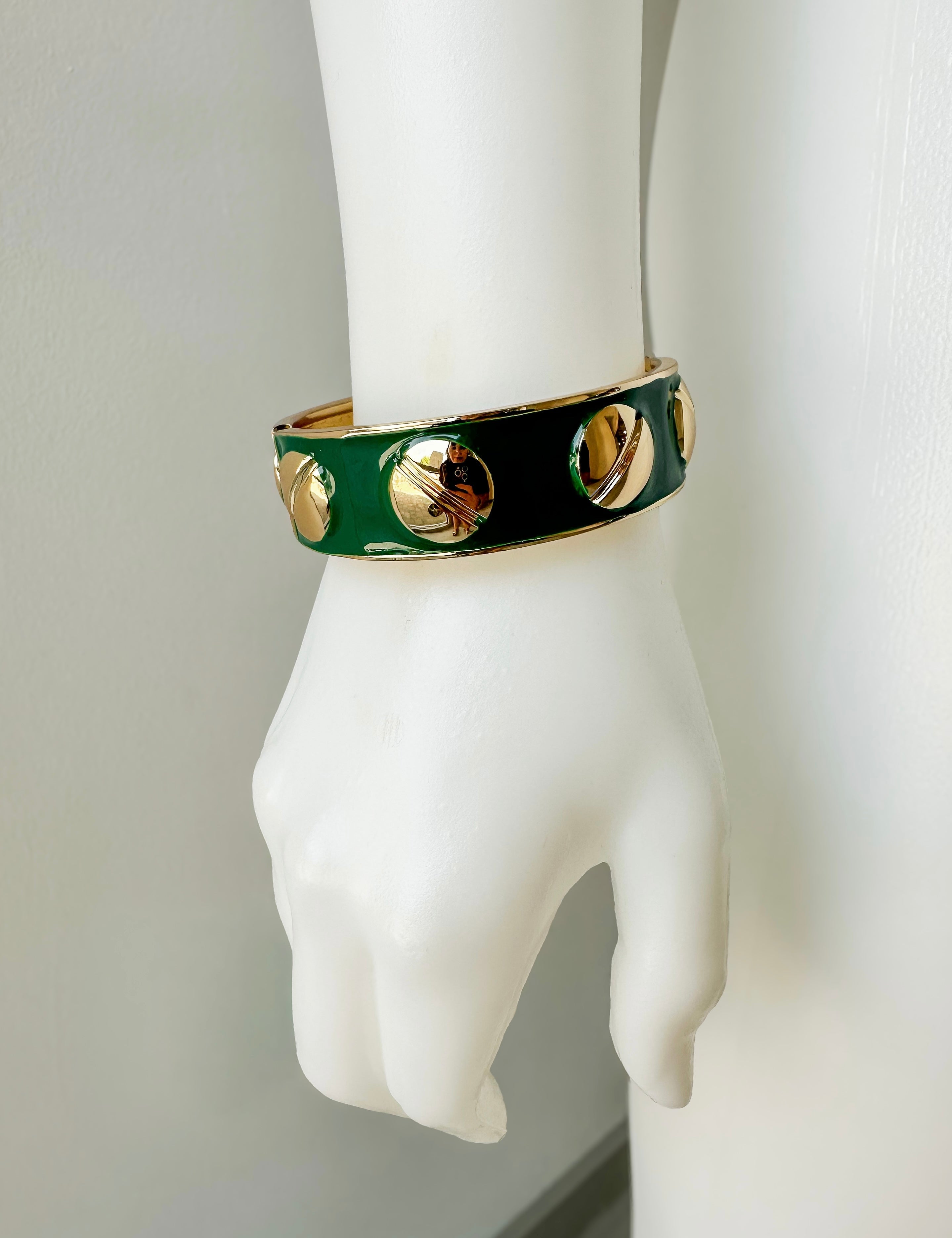 Luxe Enamel Metal Bangle-Green