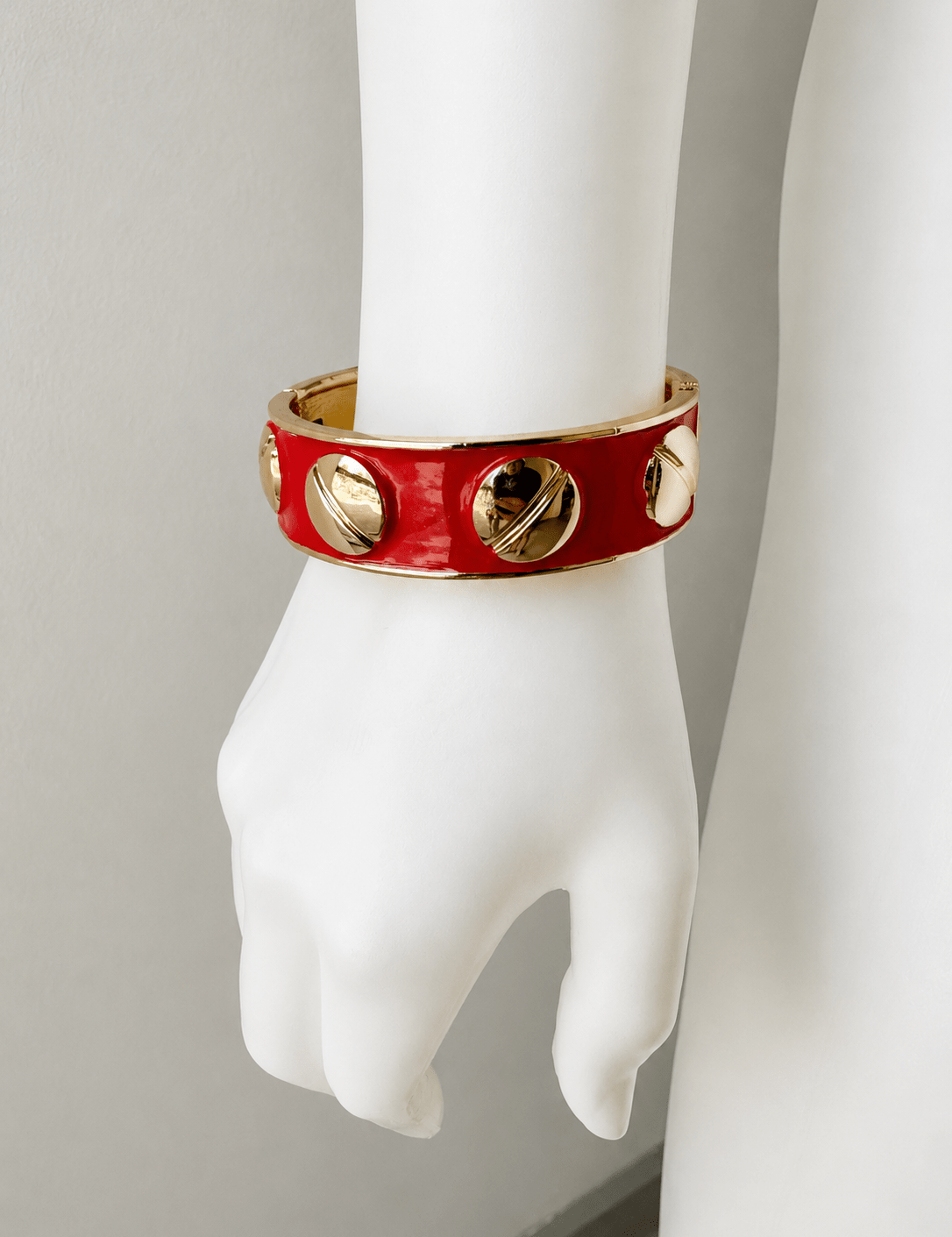 Luxe Enamel Metal Bangle- Red
