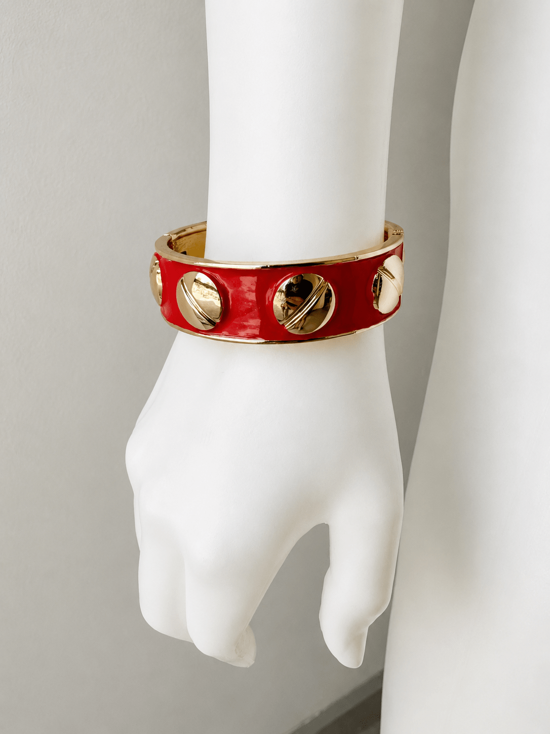 Luxe Enamel Metal Bangle- Red
