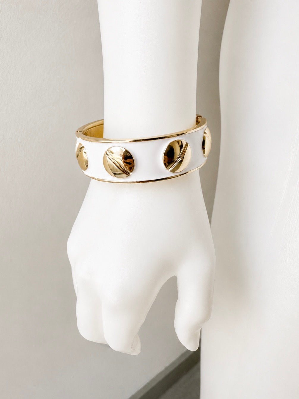 Luxe Enamel Metal Bangle-White