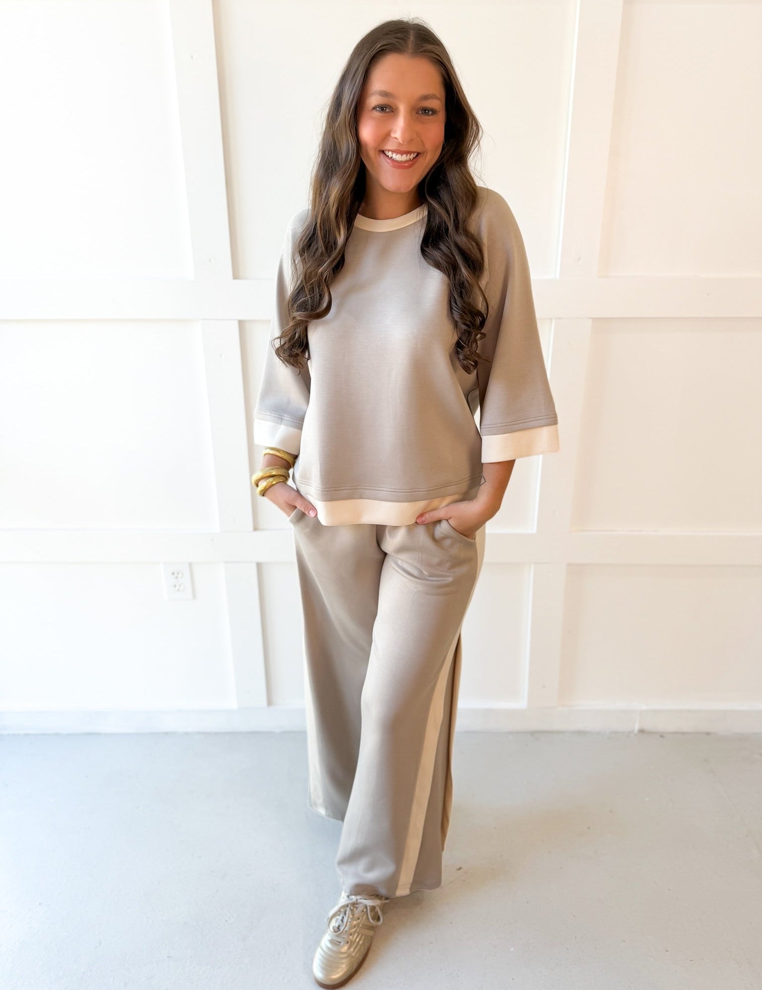 LuxeKnit Crewneck & Pant Set - Grey