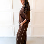 LuxeKnit Top & Pant Set - Brown