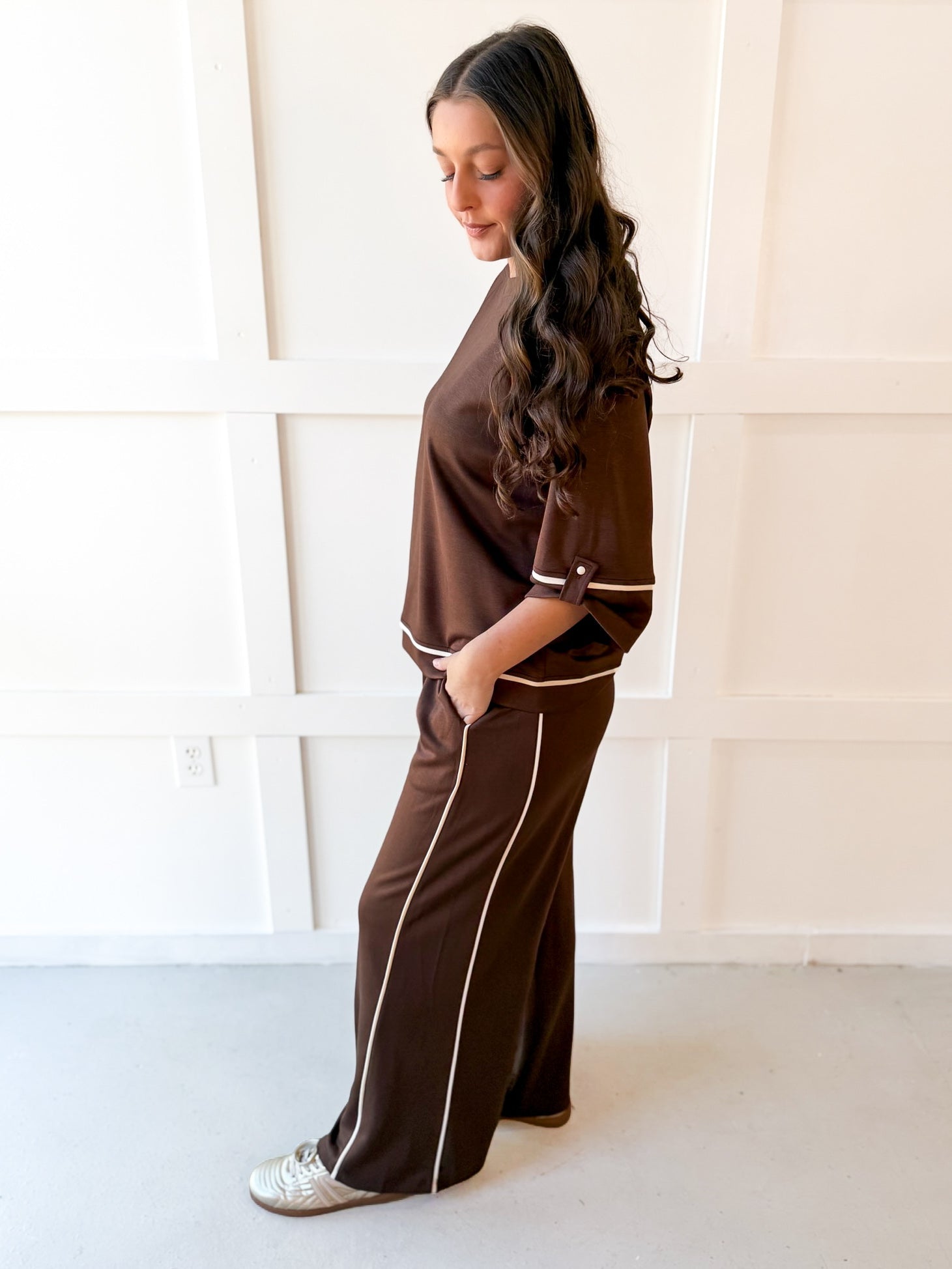 LuxeKnit Top & Pant Set - Brown