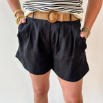Lynette Cotton Gauze Shorts - Black