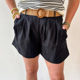 Lynette Cotton Gauze Shorts - Black