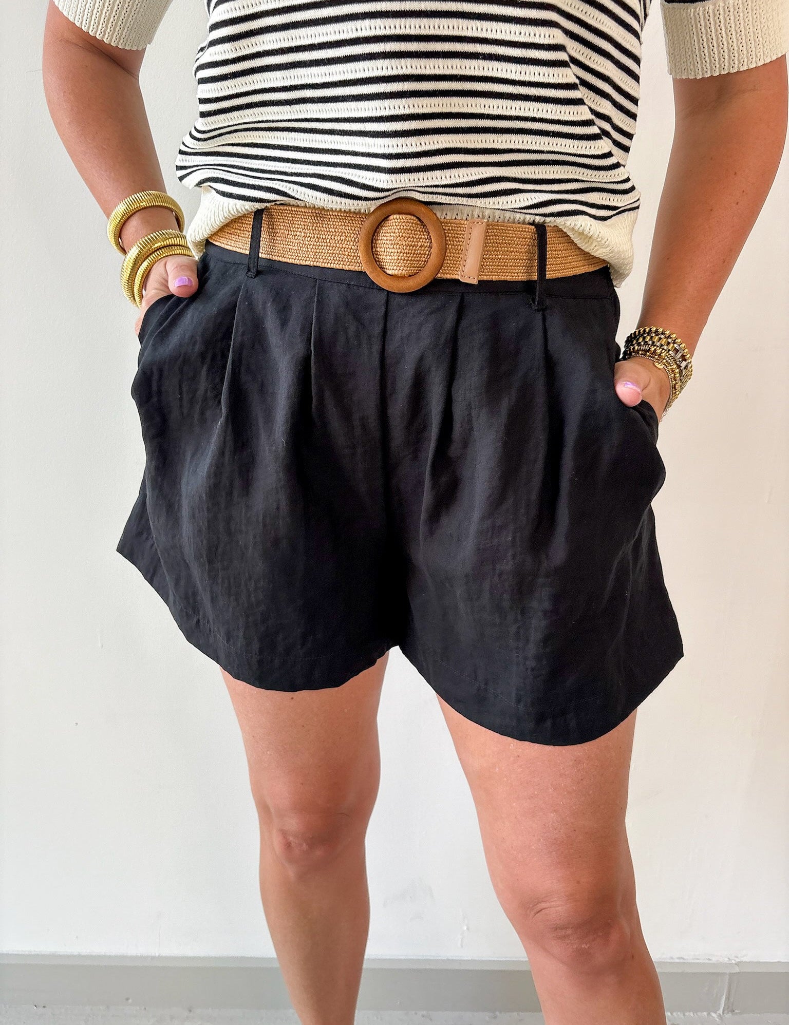 Lynette Cotton Gauze Shorts - Black