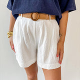 Lynette Cotton Gauze Shorts - White