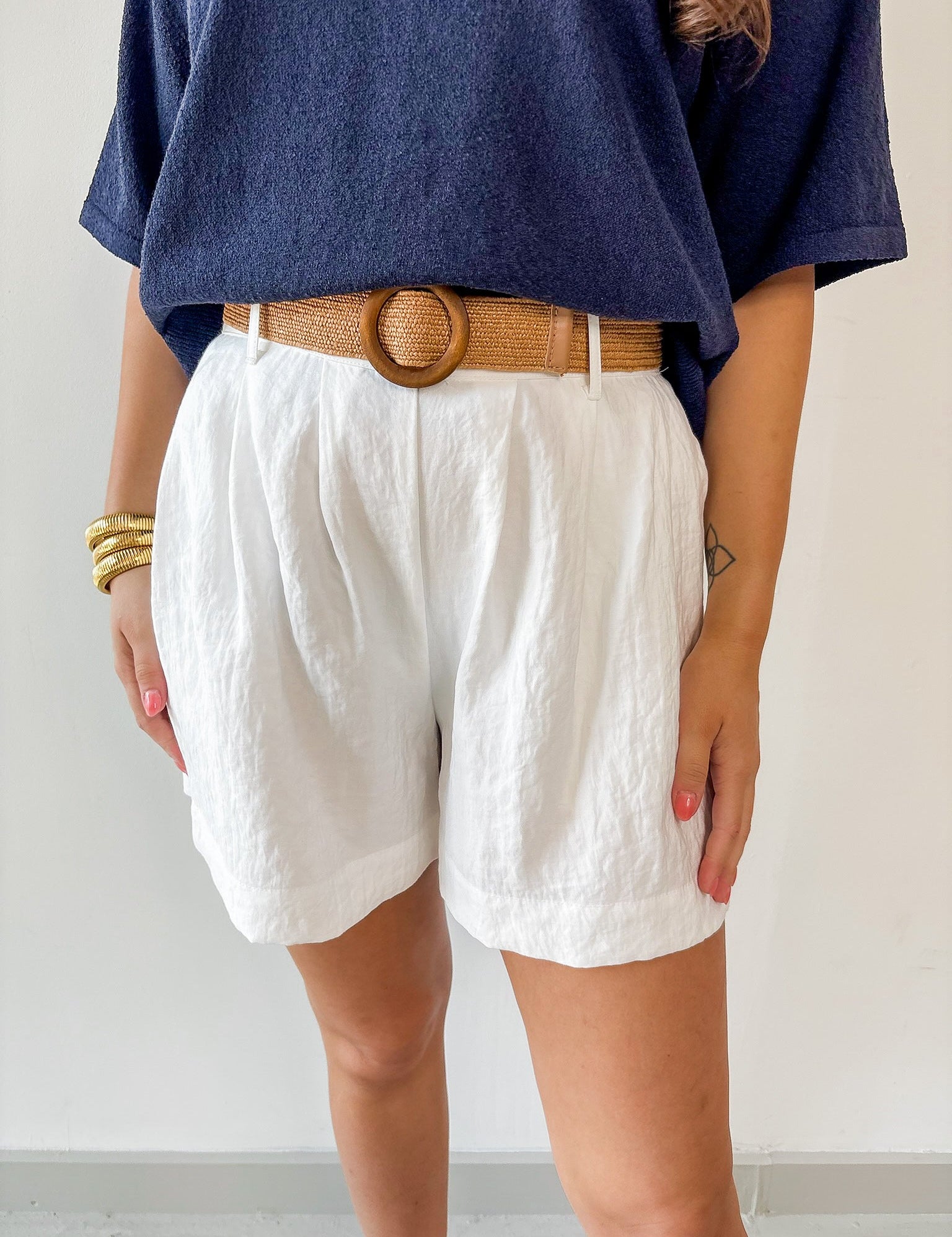 Lynette Cotton Gauze Shorts - White