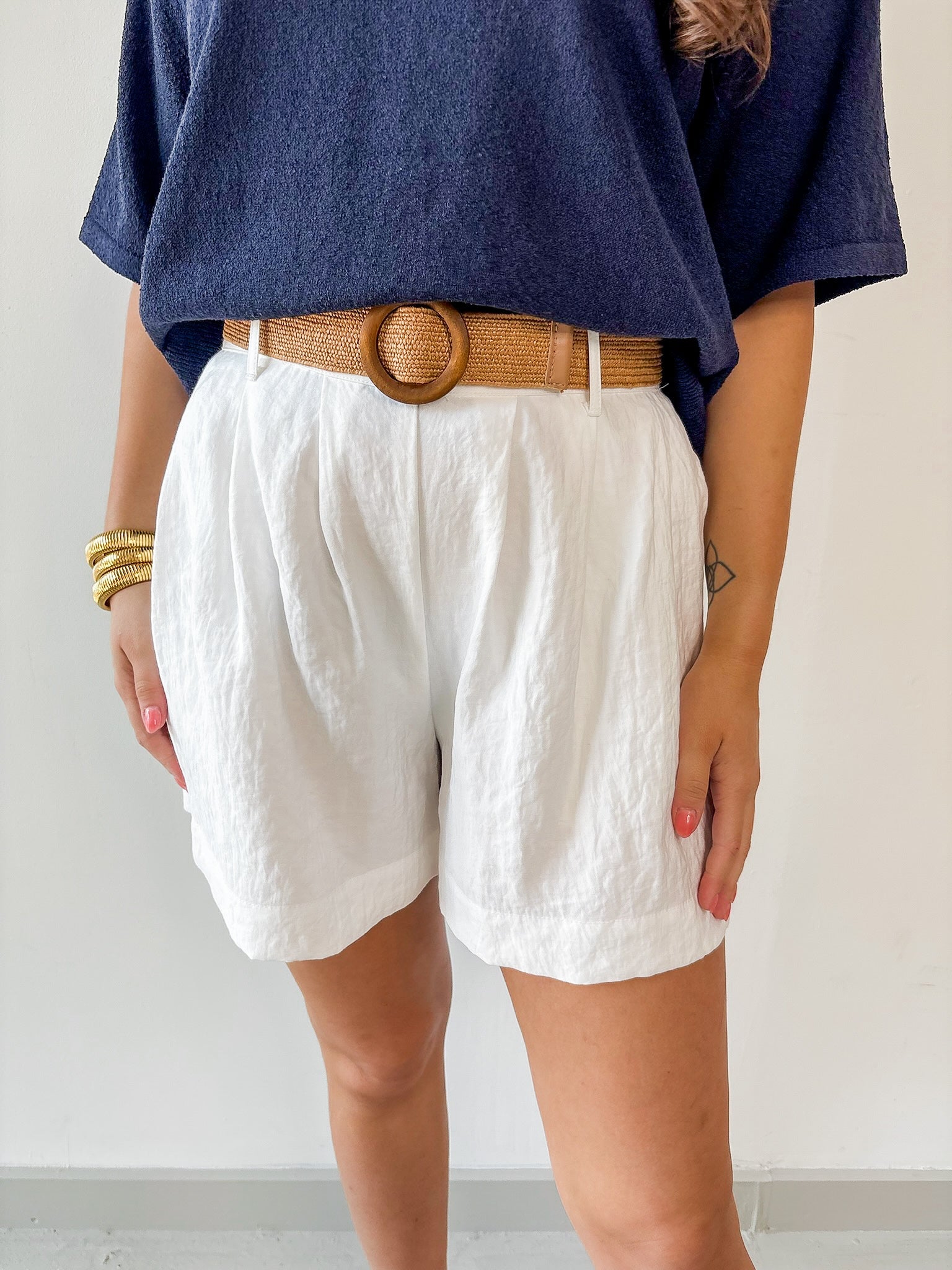 Lynette Cotton Gauze Shorts - White