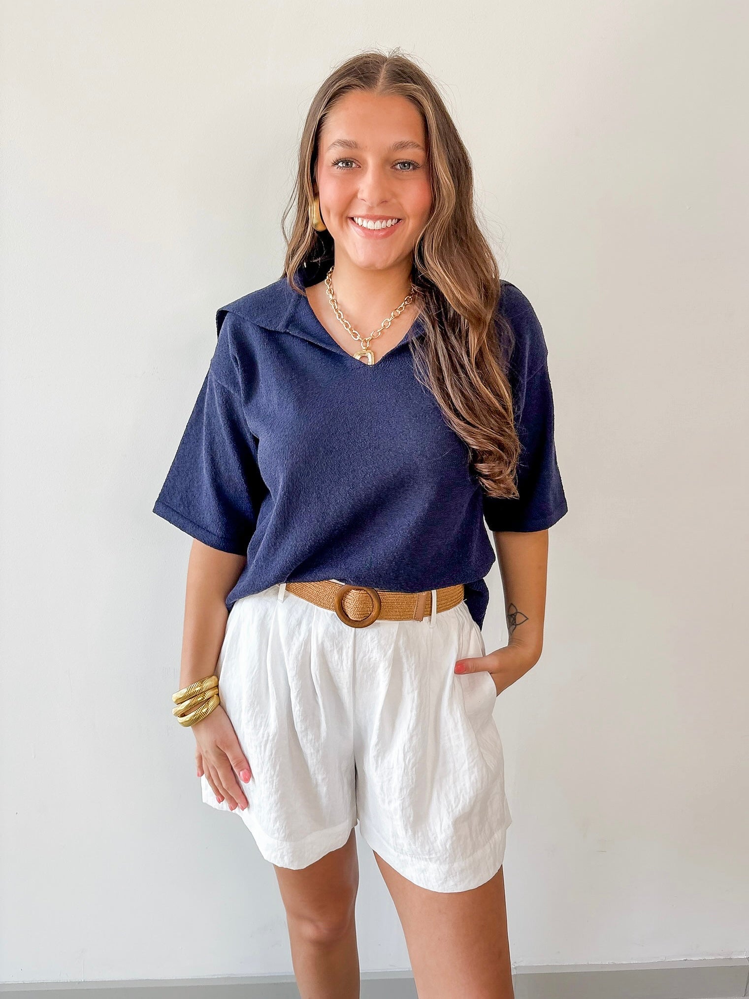 Lynette Cotton Gauze Shorts - White