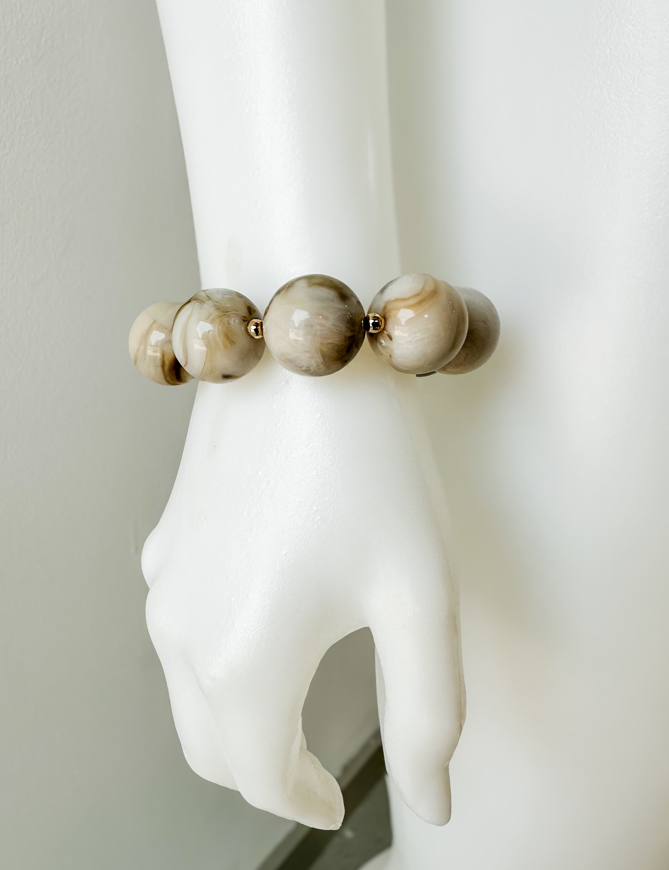 Mable Stone Bead Bracelet Beige