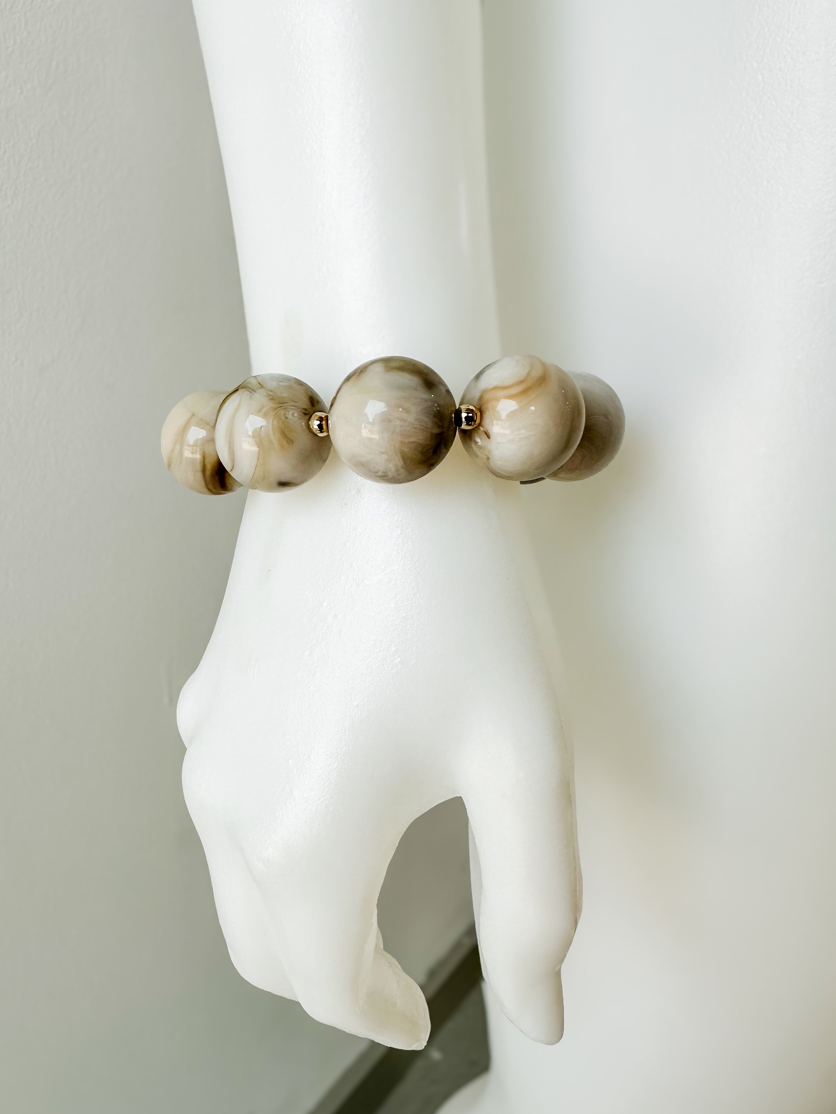 Mable Stone Bead Bracelet Beige