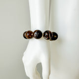 Mable Stone Bead Bracelet Dark Tortoise