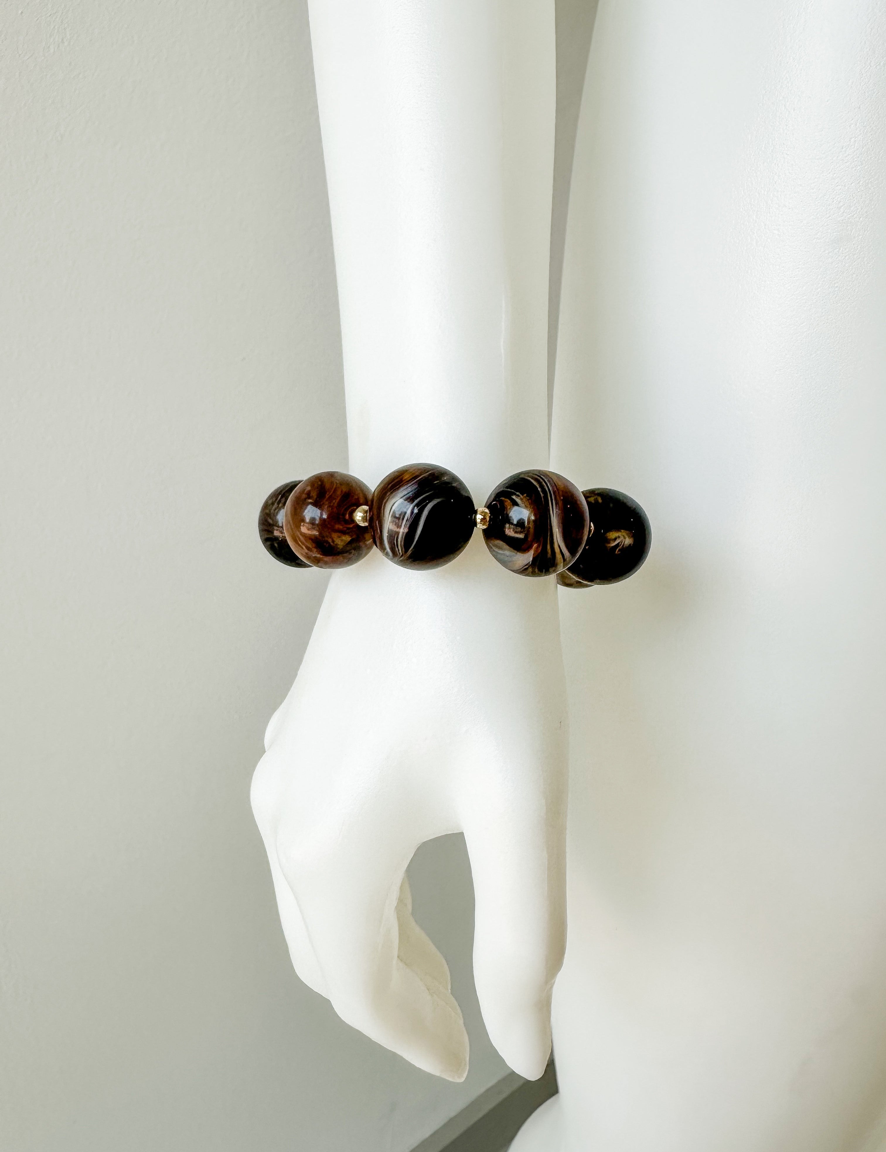 Mable Stone Bead Bracelet Dark Tortoise