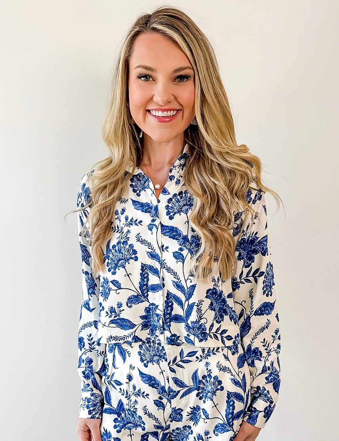 Mae Blue Floral Shirt & Shorts Set