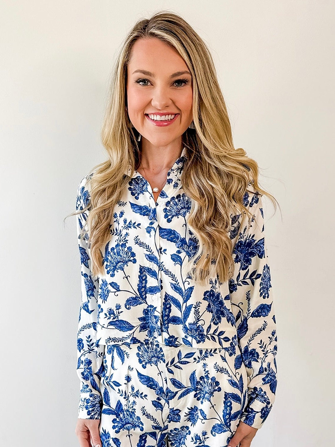 Mae Blue Floral Shirt & Shorts Set