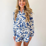 Mae Blue Floral Shirt & Shorts Set
