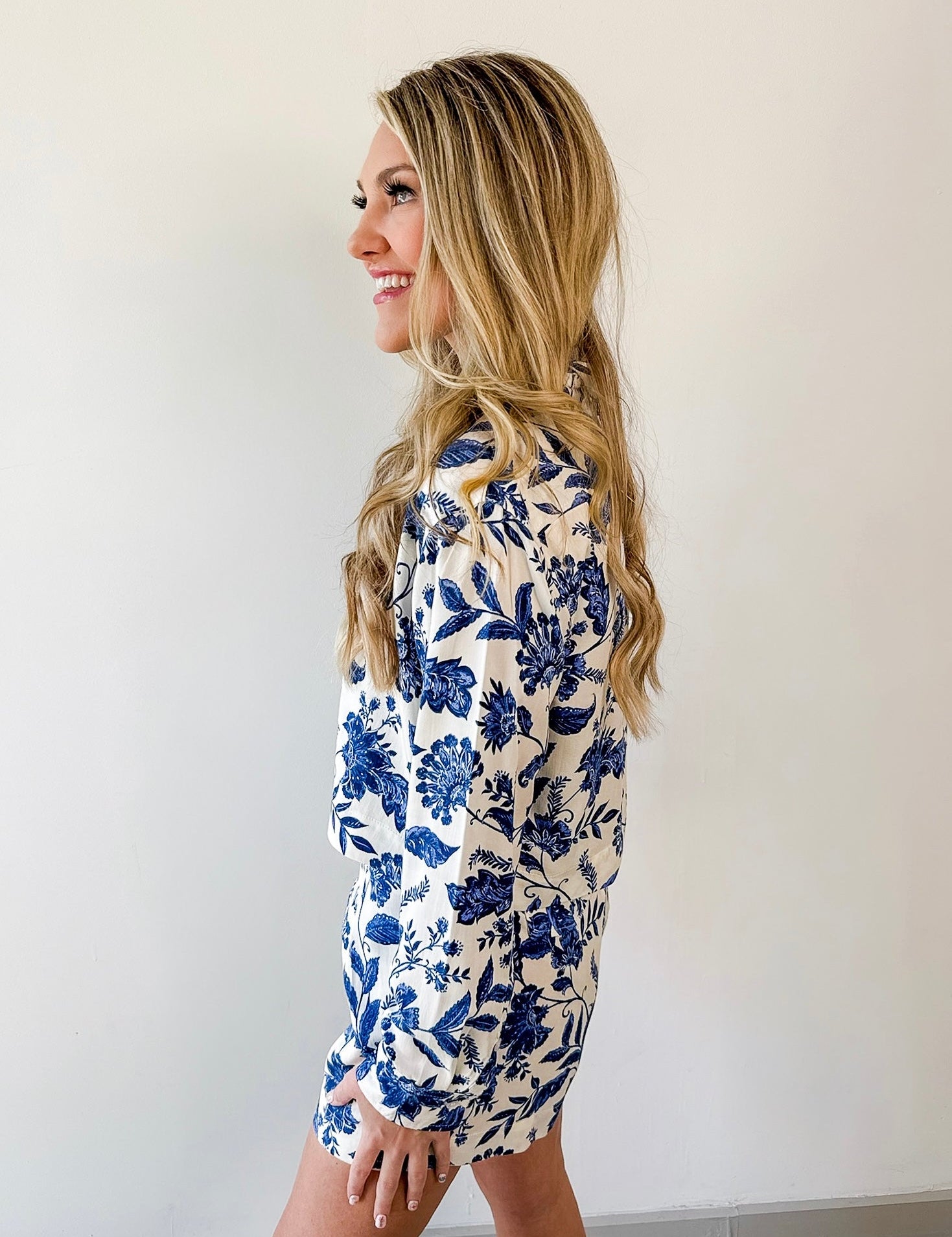 Mae Blue Floral Shirt & Shorts Set