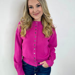 Maggie Round Neck Cardigan - Magenta