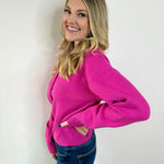 Maggie Round Neck Cardigan - Magenta