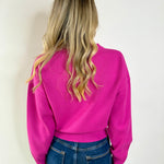 Maggie Round Neck Cardigan - Magenta