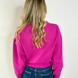 Maggie Round Neck Cardigan - Magenta