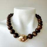 Marble Stone Ball & Accent Necklace Brown