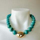 Marble Stone Ball & Accent Necklace Turquoise