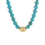 Marble Stone Ball & Gold Accent Necklace