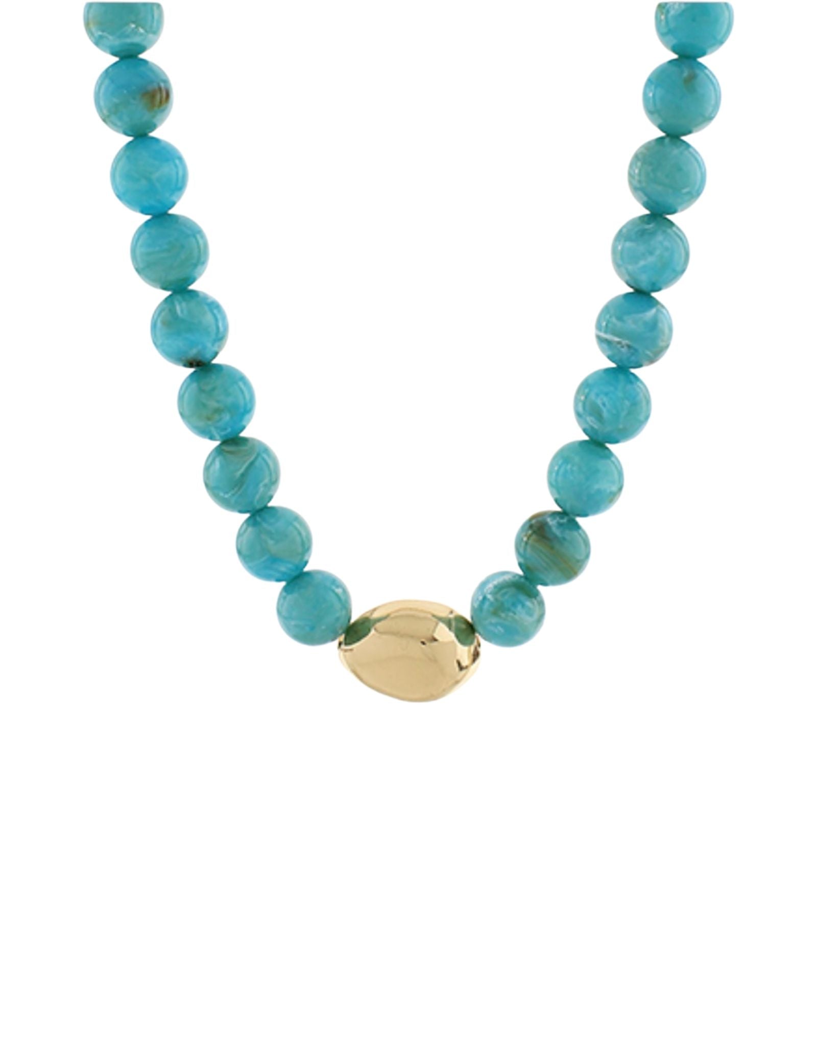 Marble Stone Ball & Gold Accent Necklace