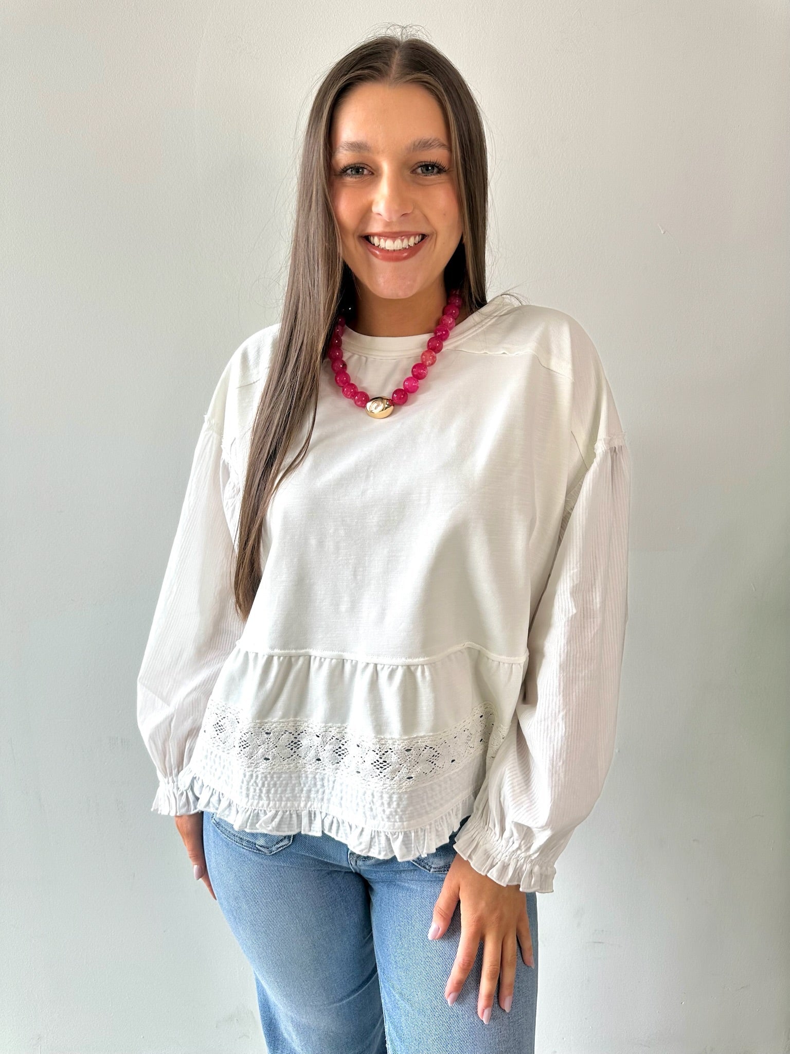 Marble Stone Ball & Gold Accent Necklace