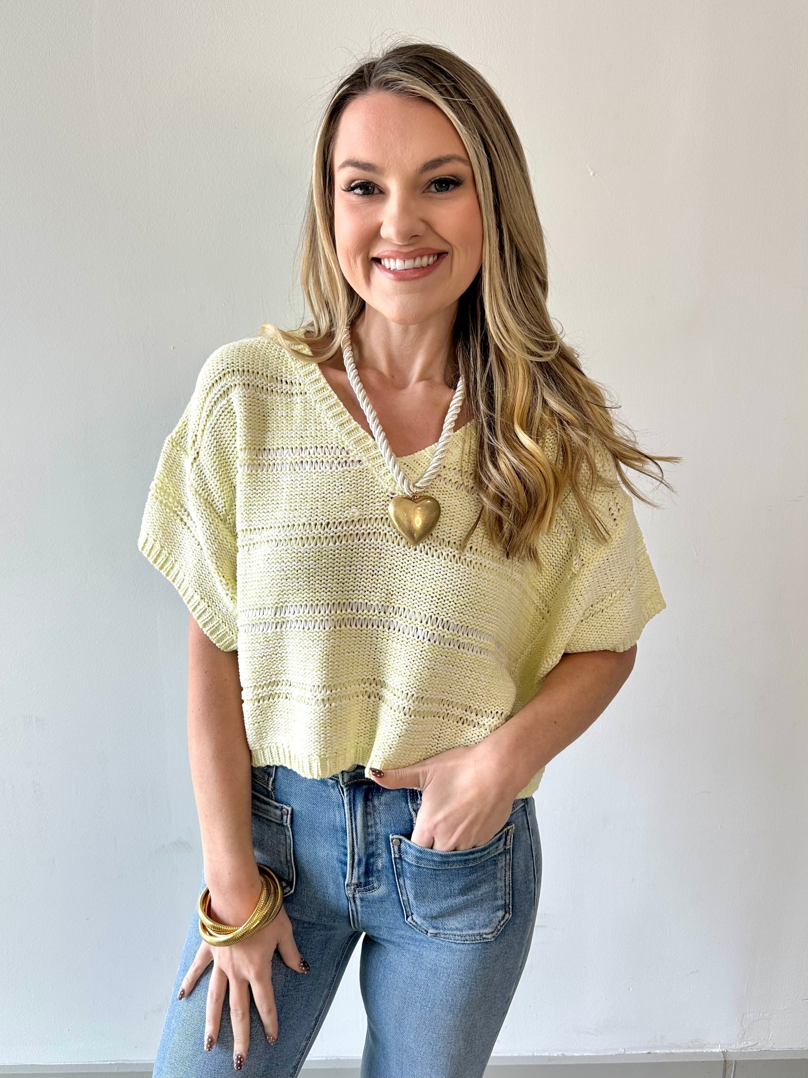 Melange Relaxed Sweater - Pistachio