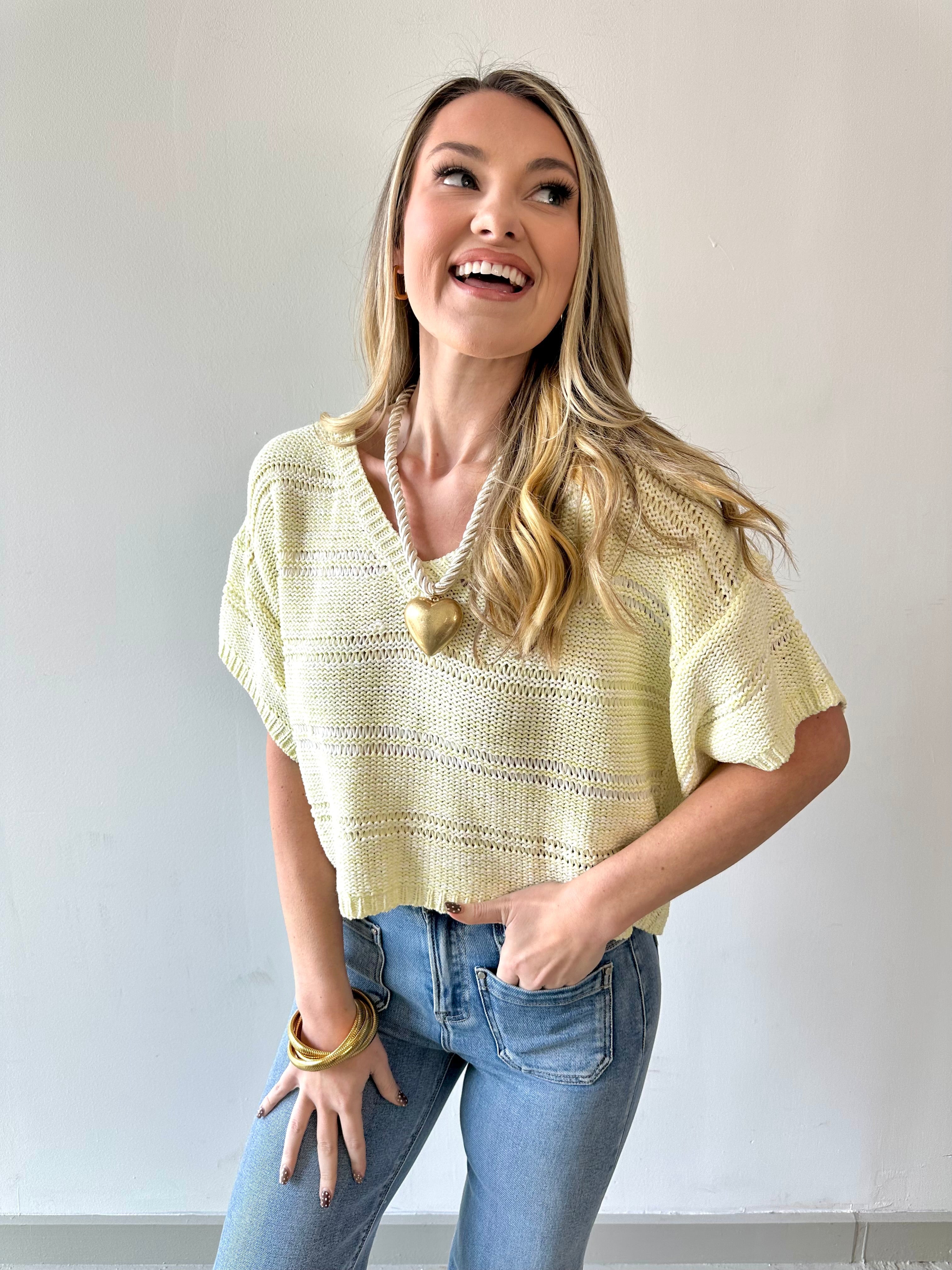 Melange Relaxed Sweater - Pistachio