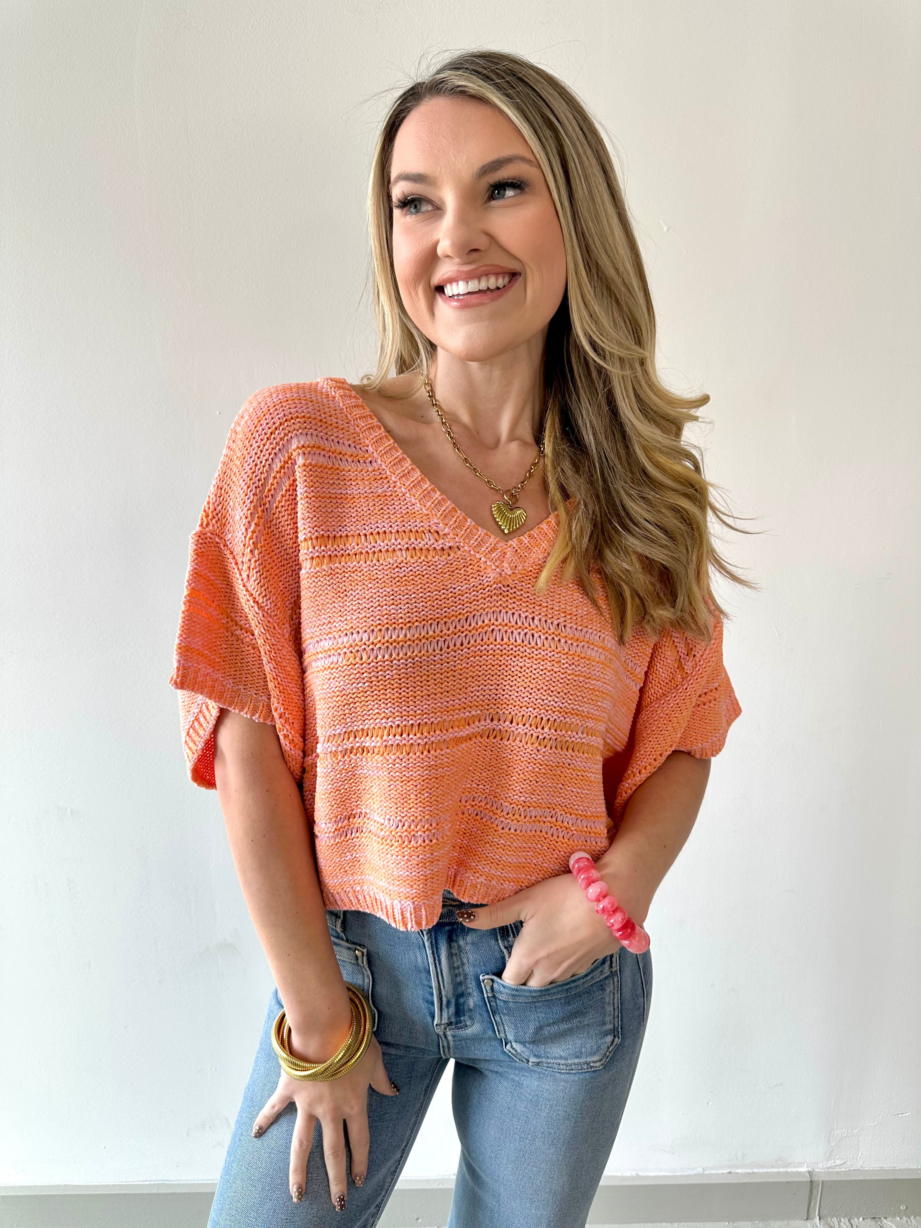Melange Relaxed Sweater - Sun Blush