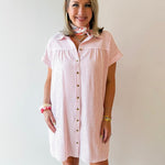 Merlie Striped Shirt Dress - Pink