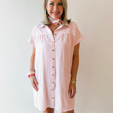 Merlie Striped Shirt Dress - Pink