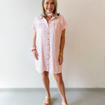 Merlie Striped Shirt Dress - Pink