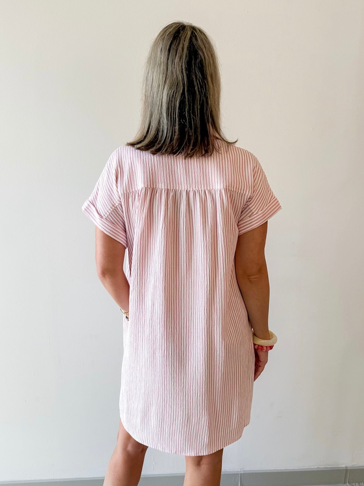 Merlie Striped Shirt Dress - Pink