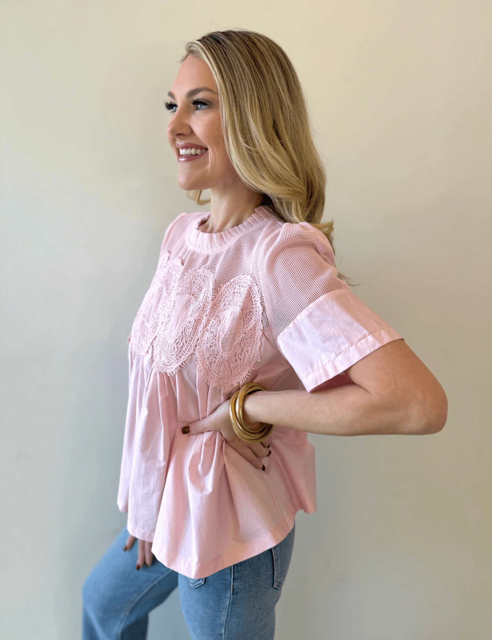 Mesh Appliqué Detail Top