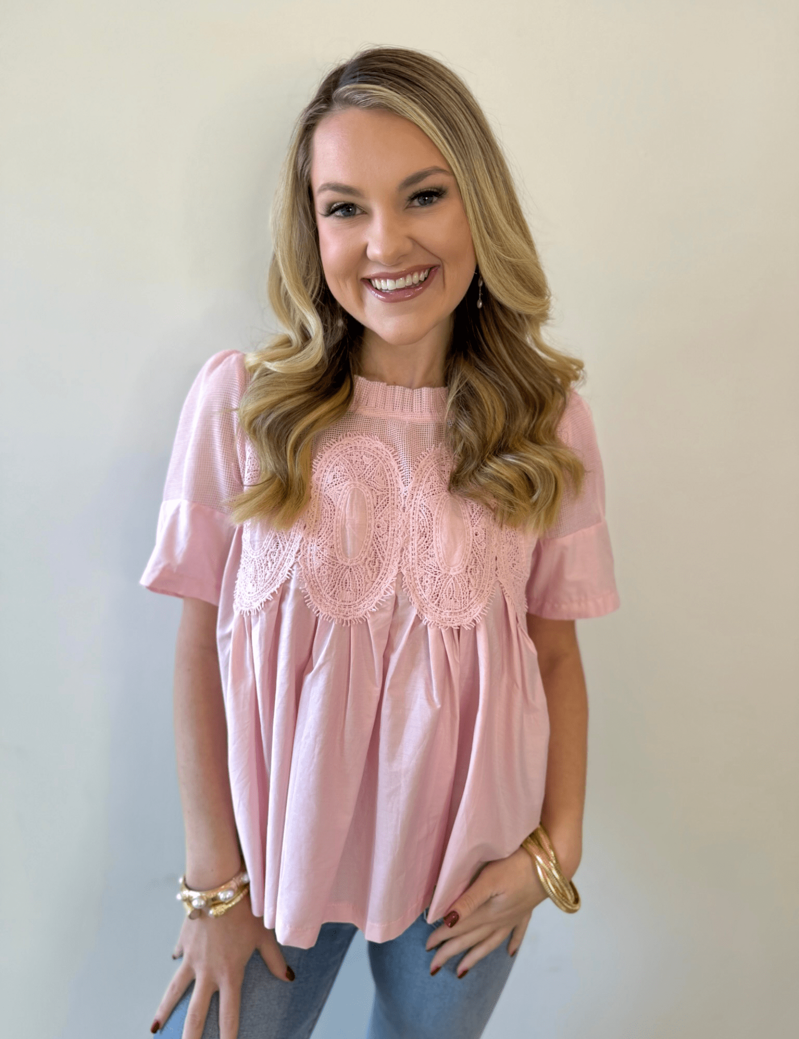 Mesh Appliqué Detail Top