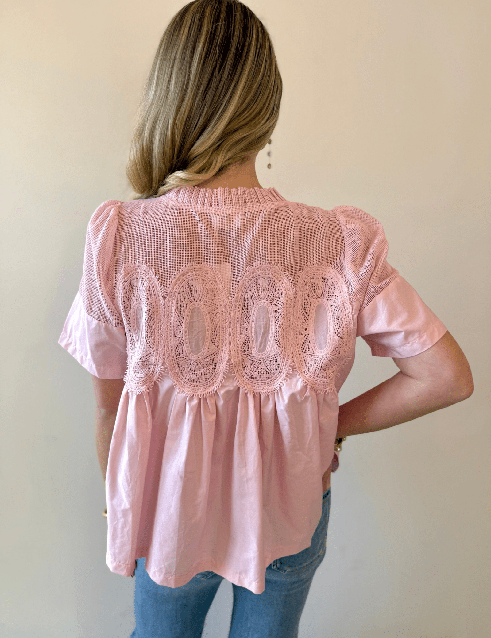 Mesh Appliqué Detail Top