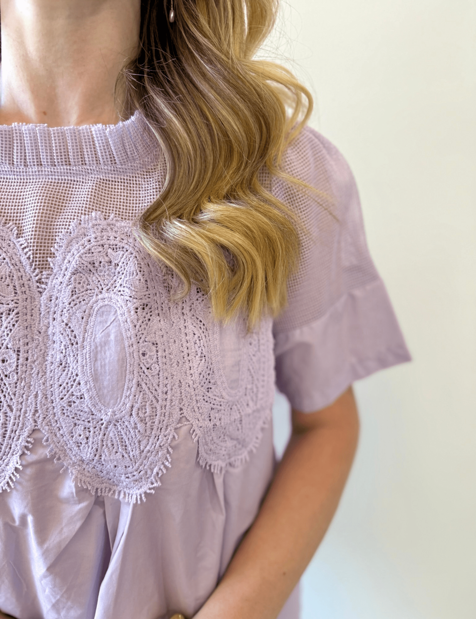 Mesh Appliqué Detail Top