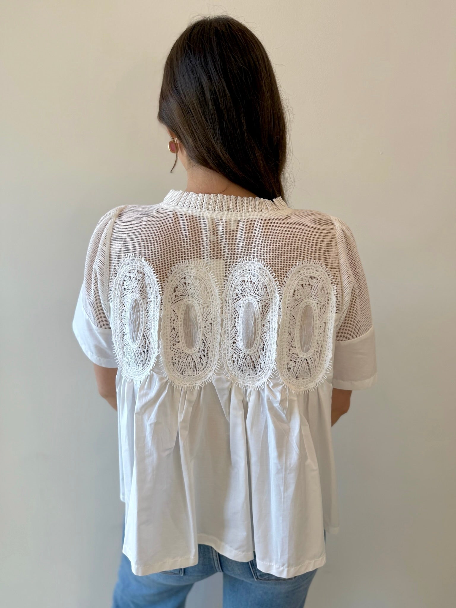 Mesh Appliqué Detail Top