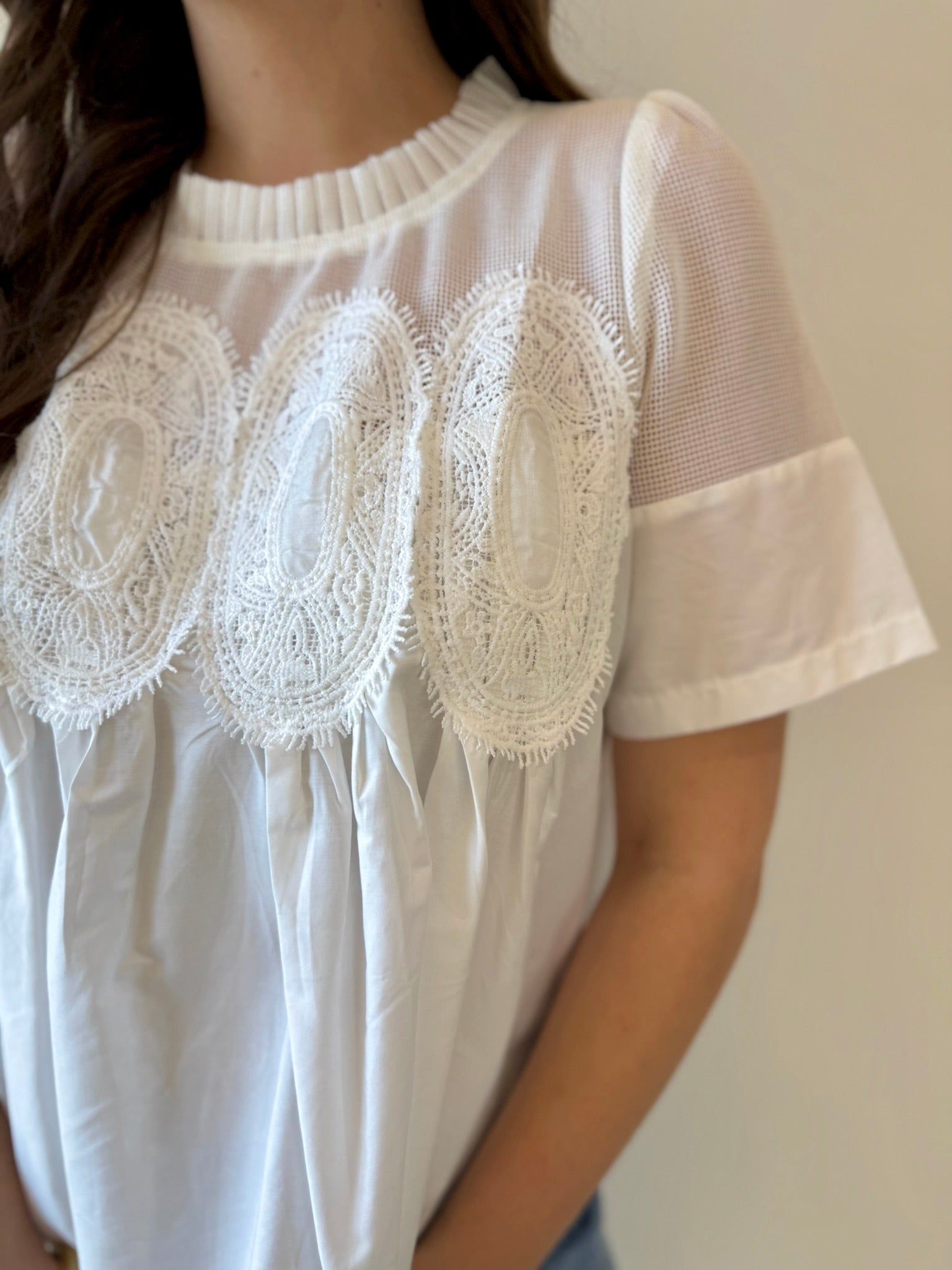 Mesh Appliqué Detail Top