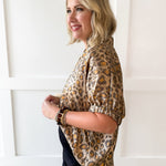 Metaillic Leopard Top-Taupe