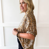 Metaillic Leopard Top-Taupe