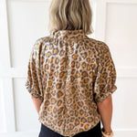 Metaillic Leopard Top-Taupe