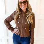 Military Style Jacket - Brown