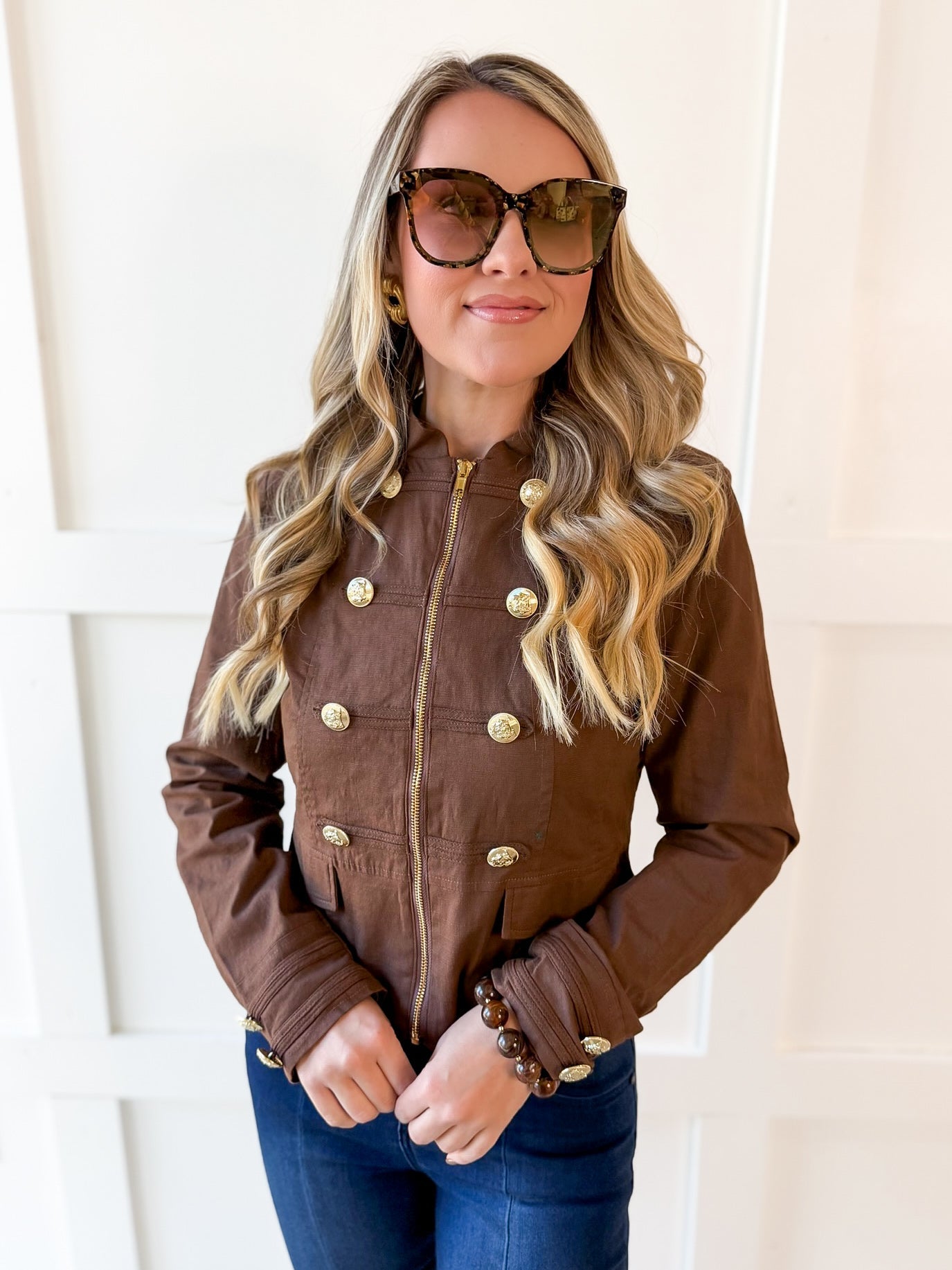 Military Style Jacket - Brown
