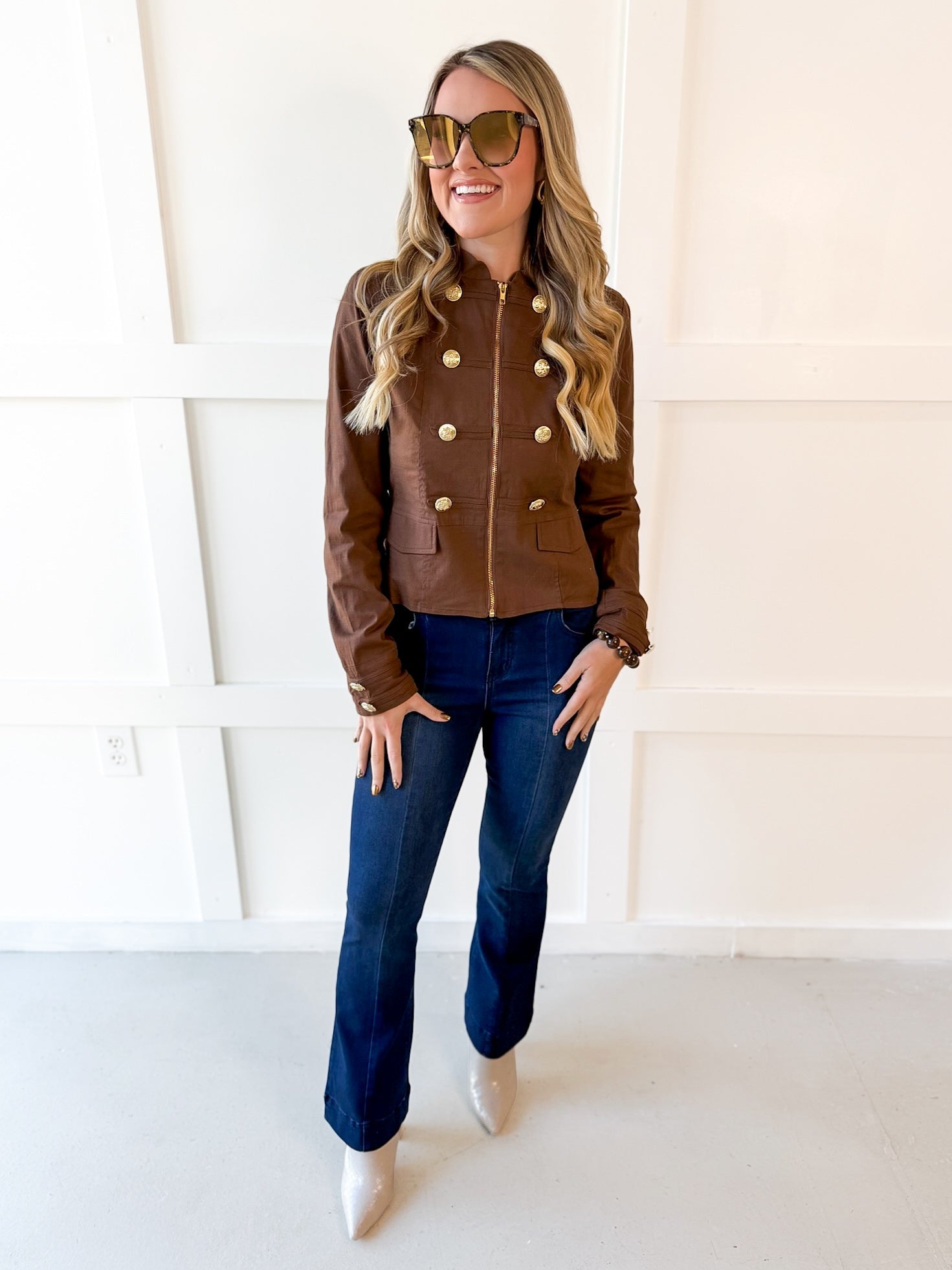 Military Style Jacket - Brown